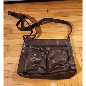 Relic by Fossil Crossbody Purse Brown Pebbled Faux Leather Shoulder Bag Purse